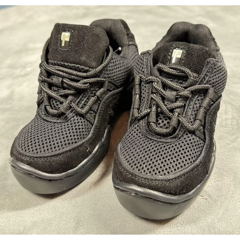 Revolution Dancewear Shoes Kids Size 1 Black Mesh Leather Dance‎ Sneakers 991
